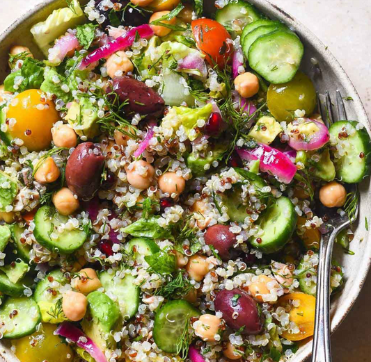 Mediterranean Quinoa Salad with Zaatar Vinaigrette